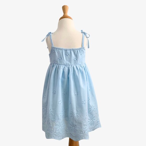 NWT Pretty Girls Sun Dress Eyelet Lace Embroidery Bohemian Spring Sky Blue 2T - Picture 2 of 4